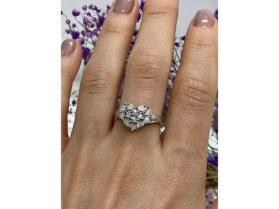 925 Sterling Silver Sapphires "Heart" Ring Size 9