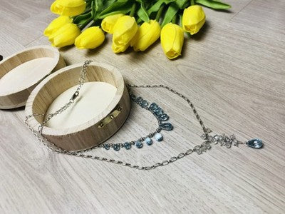925 Sterling Silver Blue Jadeite Necklace