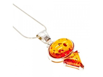 925 Sterling Silver Amber Chain With Pendant
