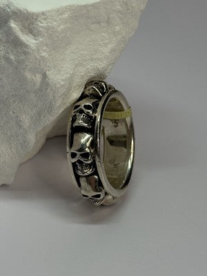 925 Sterling Silver Skull Custom Ring Size 10.5