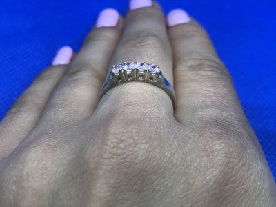 925 Sterling Silver Pink Quartz Ring Size 8