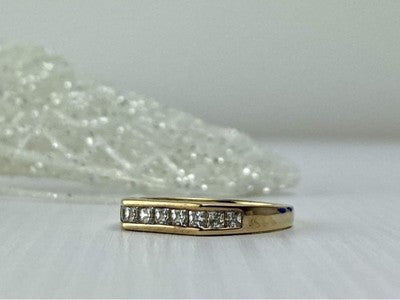 925 Sterling Silver Gold Plated CZ Ring Size 7