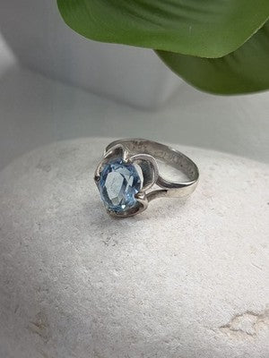 925 Sterling Silver Blue Topaz Ring Size 7.5