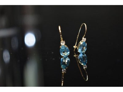 10K Yellow Gold Topaz & Diamonds Earrings