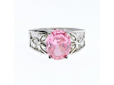 925 Sterling Silver Pink & White CZ Ring Size 8