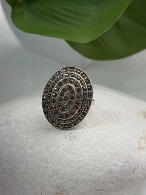 Beautiful Vintage 925 Sterling Silver Marcasite Ring Size 6