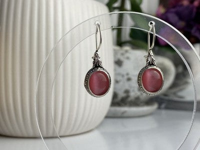 Vintage 925 Sterling Silver Agate Earrings
