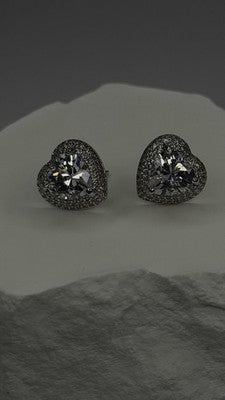 925 Sterling Silver Moissanite Heart Stud Earrings