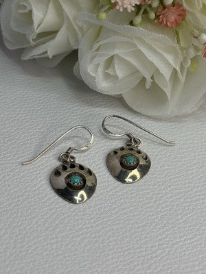 Vintage Native American 925 Sterling Silver Turquoise Earrings Length 1.20 Inch