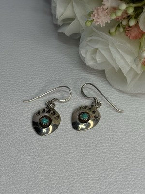 Vintage Native American 925 Sterling Silver Turquoise Earrings Length 1.20 Inch
