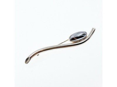 Vintage 925 Sterling Silver Hematite Brooch