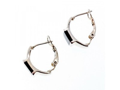 925 Sterling Silver Black Nephrite ( Jade ) Earrings