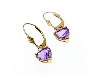 14K Yellow Gold Amethyst Earrings