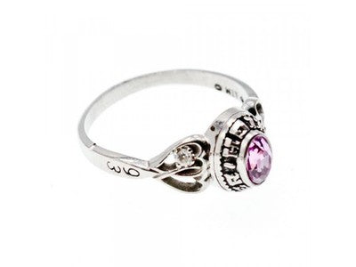 925 Sterling Silver Pink Topaz & Goshenite Ring Size 9.5