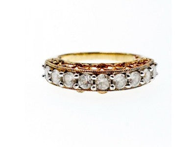 925 Sterling Silver Gold Plated White CZ Ring Size 7