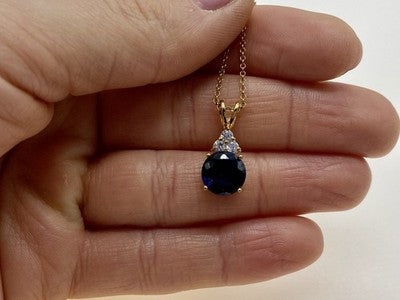 925 Sterling Silver Gold Plated Spinel & CZ Chain With Pendant