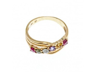 10K Yellow Gold Multi Gemstones Ring Size 6.5