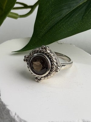 Vintage 925 Sterling Silver Brown Tourmaline Ring Size 9