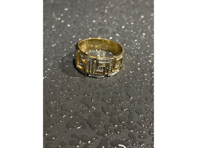 925 Sterling Silver Gold Plated Diamonds Ring Size 5.5