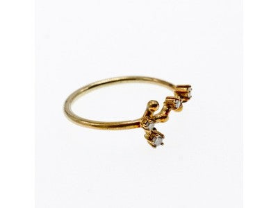 925 Sterling Silver Gold Plated Diamonds Ring Size 9
