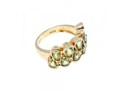 925 Sterling Silver Gold Plated Peridot Ring Size 6.5