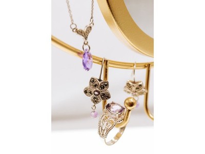 925 Sterling Silver Amethyst & CZ Necklace Pendant