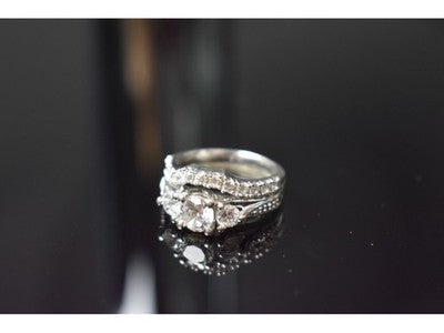 925 Sterling Silver CZ Double Ring Size 6.5