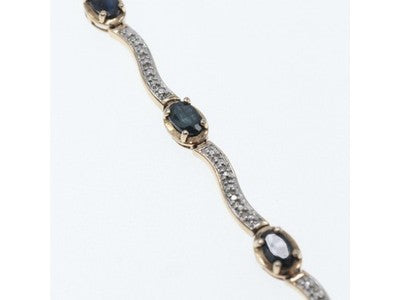 925 Sterling Silver Gold Plated Sapphires Bracelet