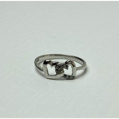925 Sterling Silver Aquamarine "Hearts" Ring Size 7