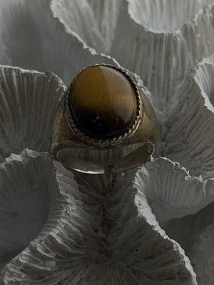 Vintage 925 Sterling Silver Tiger's Eye Ring Size 11.5