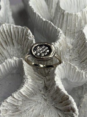 Unique Design 925 Sterling Silver Cz Ring Size 8