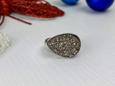 925 Sterling Silver Pyrite Ring Size 8
