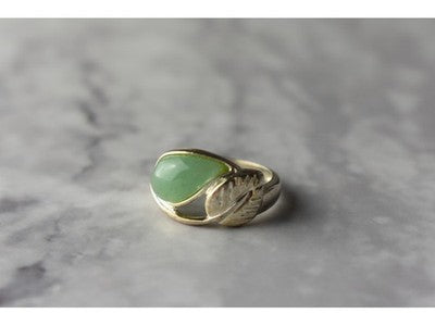 925 Sterling Silver Green Nephrite (Jade) Ring Size 6.5