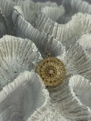14K YELLOW WHITE GOLD DIAMOND 0.7 CARAT NECKLACE LENGTH 18 INCH