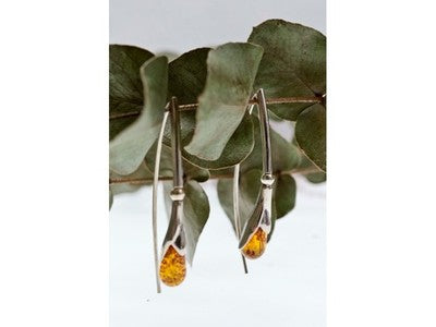 925 Sterling Silver Amber Earrings