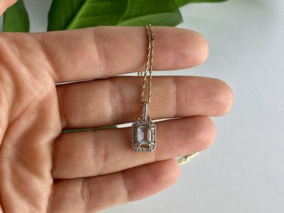 925 Sterling Silver Gold Plated Topaz Chain With Pendant