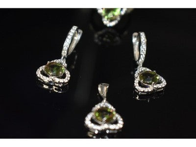 925 Sterling Silver Alpanite & CZ Jewelry SET Turkey