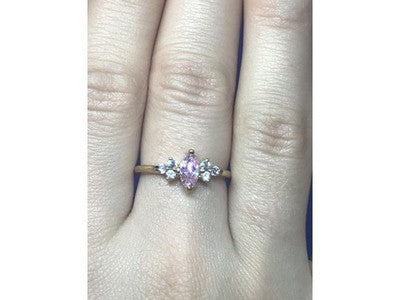 925 Sterling Silver Gold Plated Pink & White CZ Ring Size 8