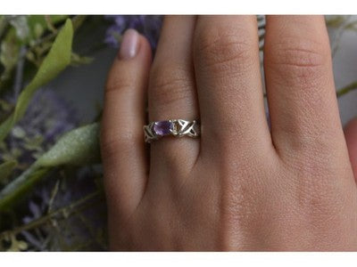 925 Sterling Silver Purple Tourmaline Ring Size 6.5