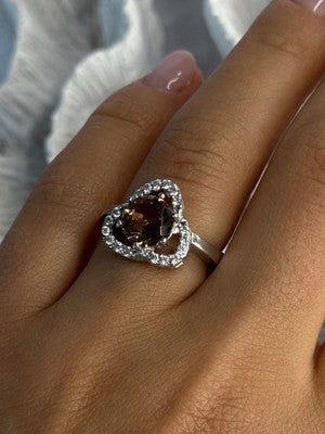 925 Sterling Silver Spinel & CZ Ring Size 7
