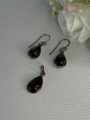 925 Sterling Silver Quartz Earrings & Pendant Set