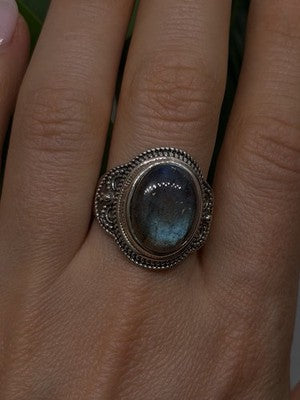 Vintage 925 Sterling Silver Labradorite Gemstone Ring Size 11