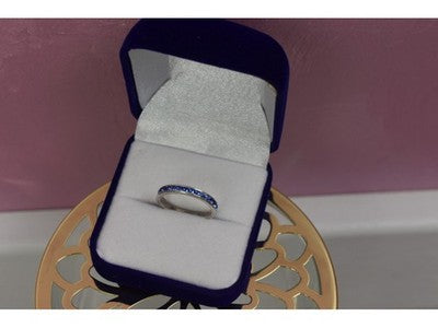 925 Sterling Silver Blue CZ Band Ring Size 6.5