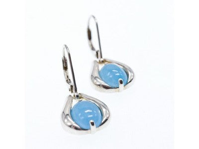 925 Sterling Silver Blue Agate Earrings