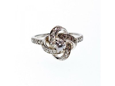 925 Sterling Silver CZ "Flower" Ring Size 7