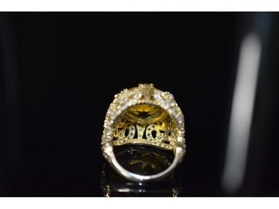 925 Sterling Silver Yellow Alpanite & CZ Ring Size 8 Turkey