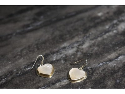 925 Sterling Silver Moonstone "Hearts" Earrings