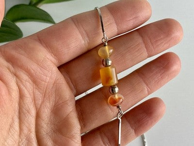 925 Sterling Silver Amber Necklace 33.4 in