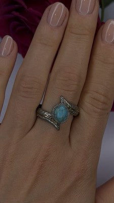 Vintage 925 Sterling Silver Blue Turquoise Ring Size 10