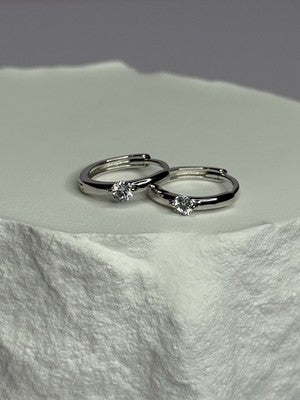 925 Sterling Silver Minimalist CZ Earrings Length 0.5 Inch